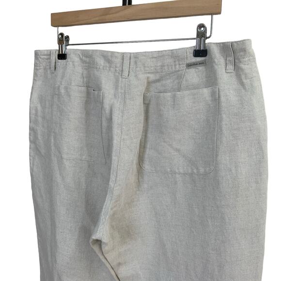Calvin Klein Size 6 Linen Cotton Wide Leg High Rise Ankle Pants Light Beige - Picture 4 of 7